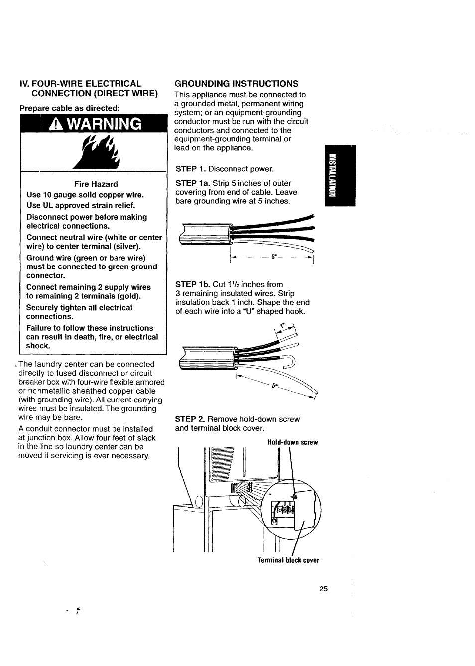 A warning | Kenmore Washer/Dryer User Manual | Page 25 / 66