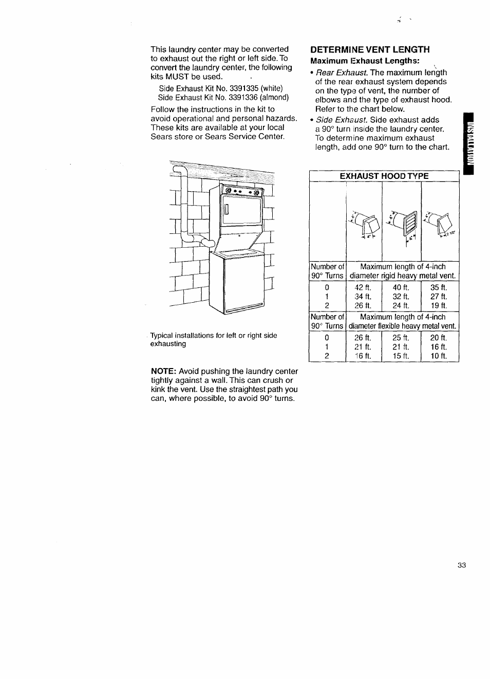 Exhaust hoodrrpe | Kenmore Washer/Dryer User Manual | Page 33 / 66