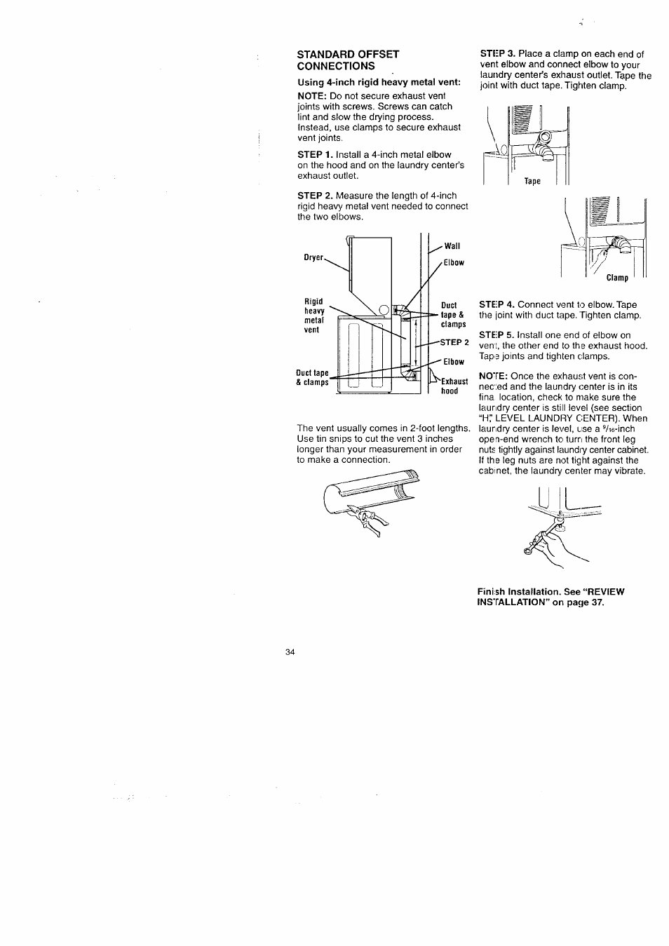 Standard offset connections | Kenmore Washer/Dryer User Manual | Page 34 / 66