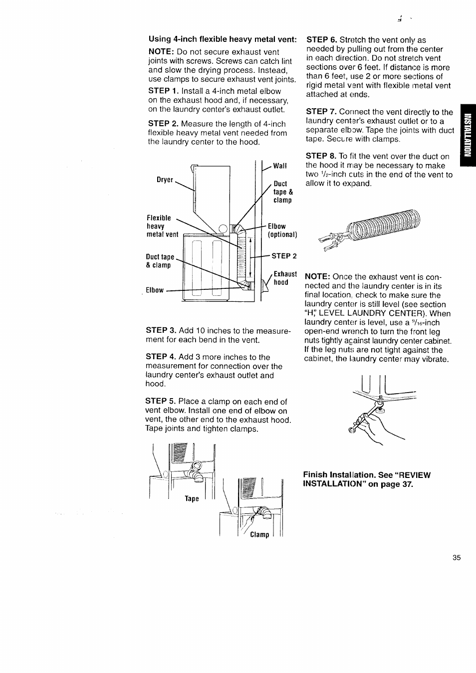 Using 4-inch flexible heavy metal vent, When | Kenmore Washer/Dryer User Manual | Page 35 / 66