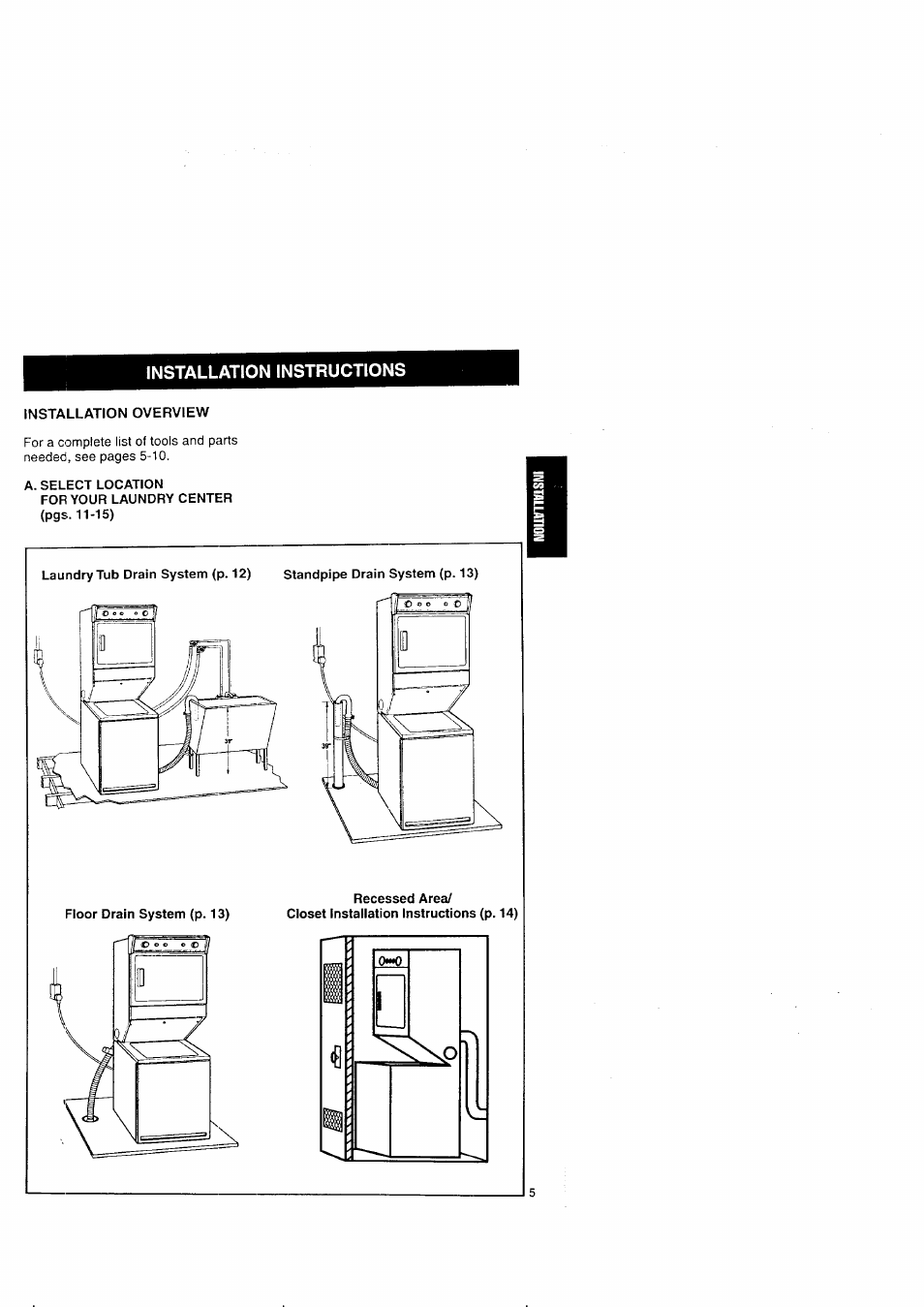 Installation instructions | Kenmore Washer/Dryer User Manual | Page 5 / 66