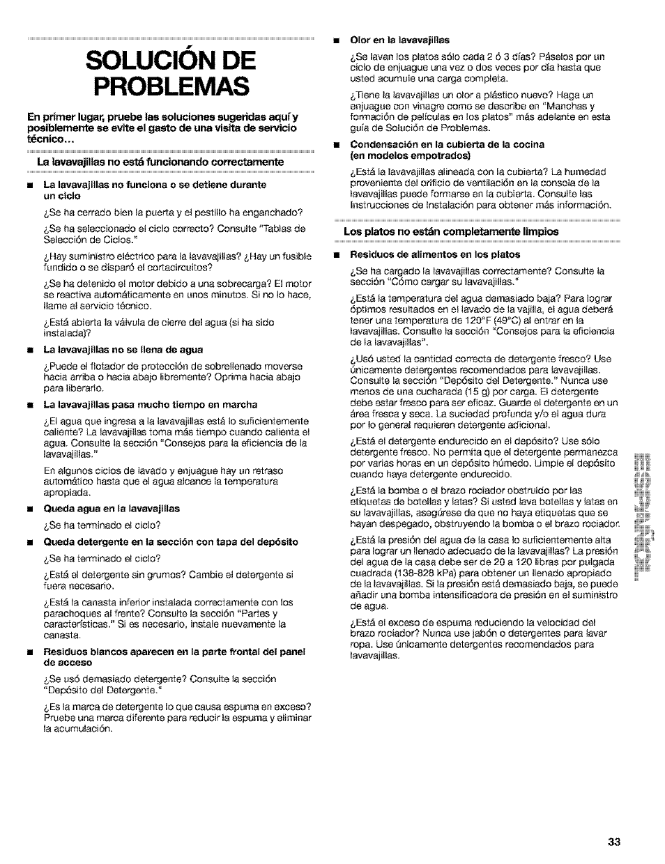 Solucion de problemas, Solución de problemas | Kenmore 665.15529 User Manual | Page 33 / 52