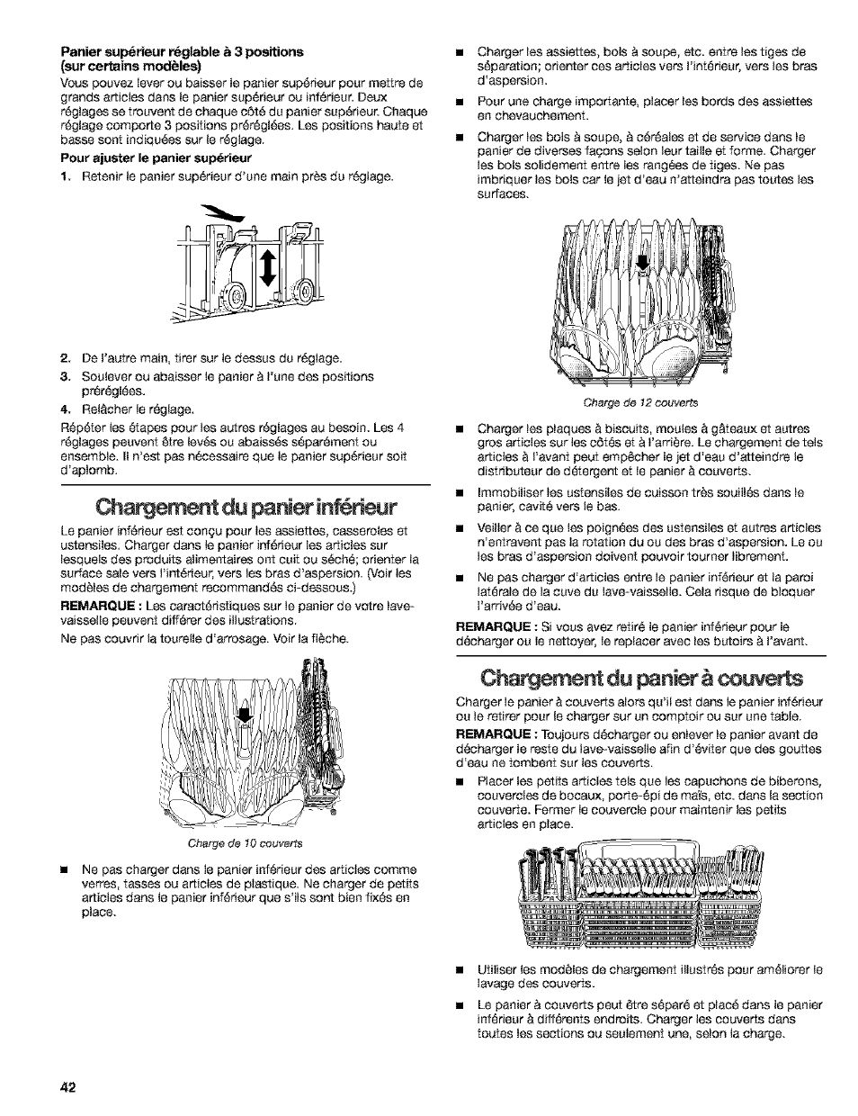 Chargement dy ^nier inlerieyr, Chatgemert dy ^nier à mmerls, Chatgemert dy ^nier à | Kenmore 665.15529 User Manual | Page 42 / 52