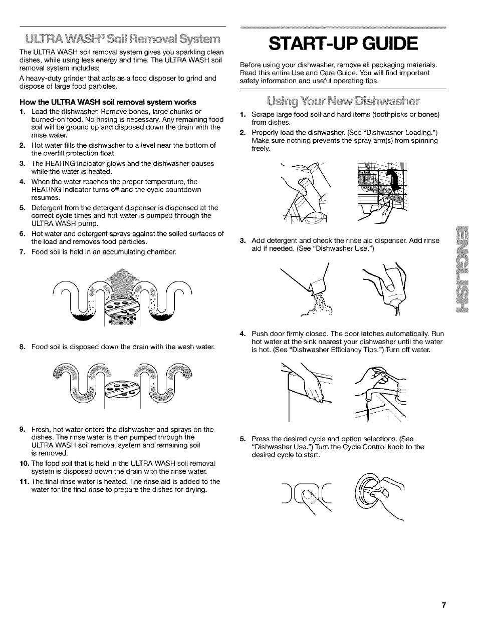 How the ultra wash soil removai system works, Start-up guide | Kenmore 665.15529 User Manual | Page 7 / 52