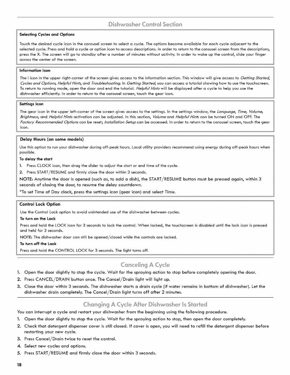 Kenmore ULTRA WASH 665.1404 User Manual | Page 18 / 78