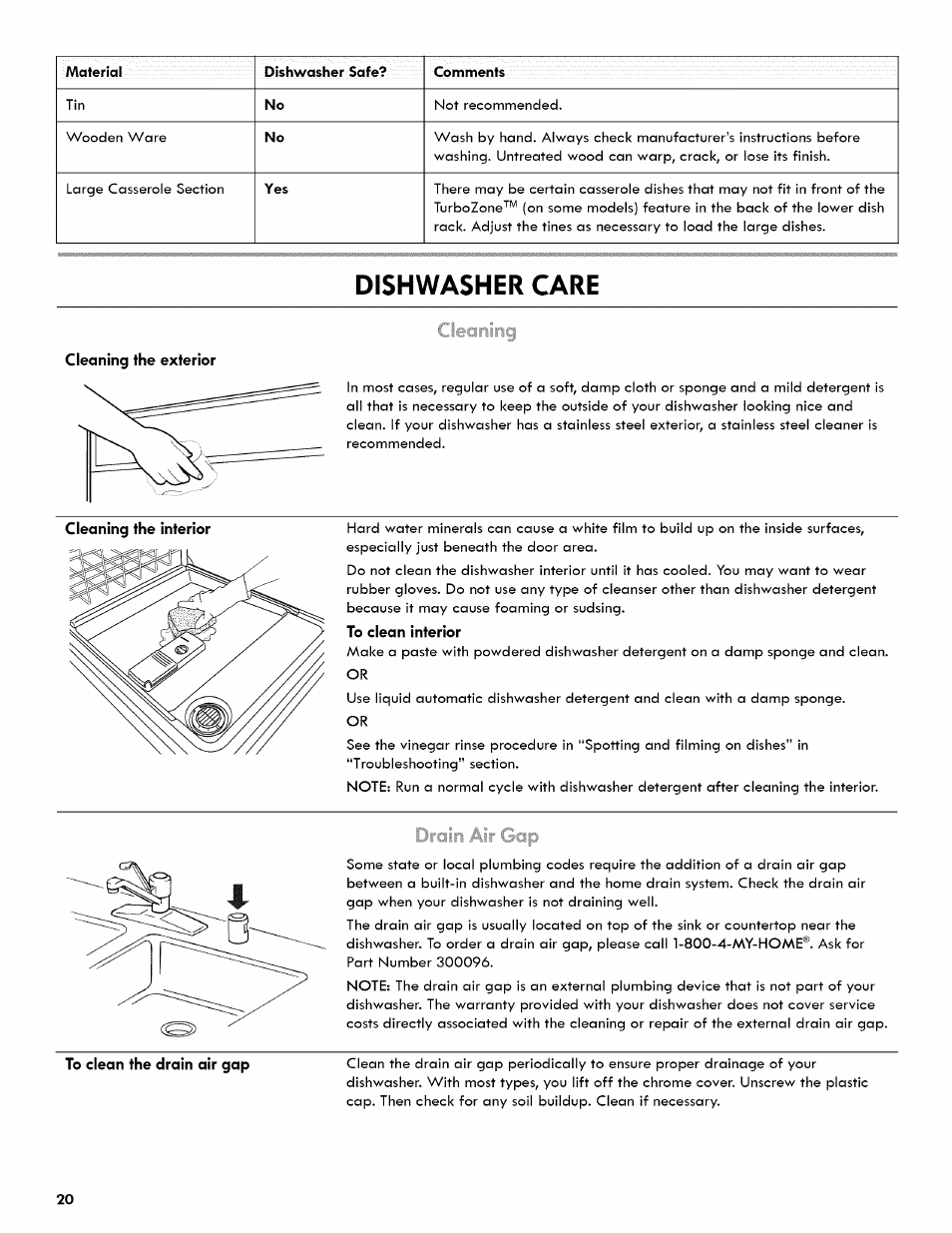 Dishwasher care | Kenmore ULTRA WASH 665.1404 User Manual | Page 20 / 78