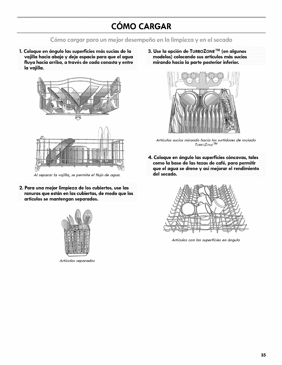 Como cargar, Cómo cargar | Kenmore ULTRA WASH 665.1404 User Manual | Page 35 / 78