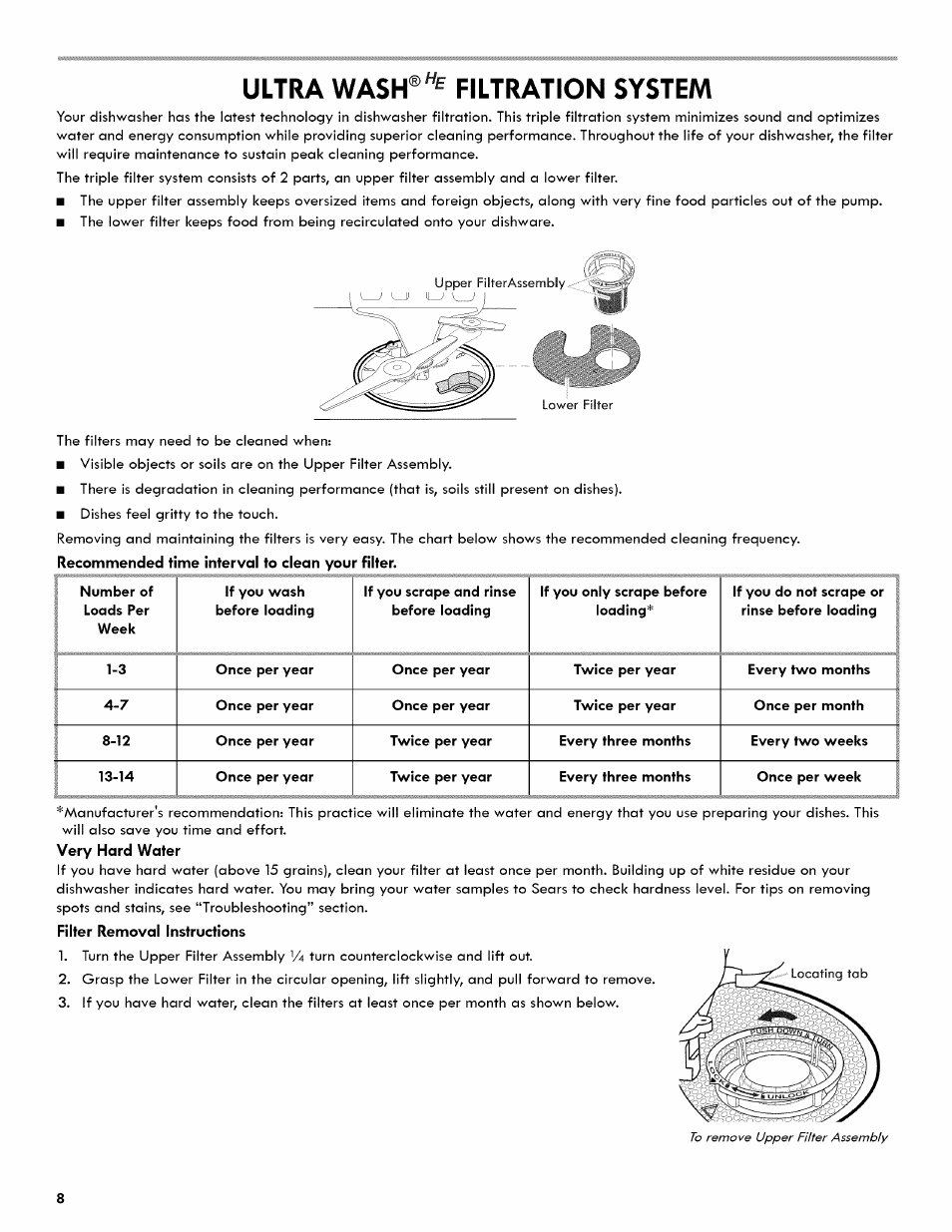 Ultra wash®"^ filtration system, Ultra wash® filtration system | Kenmore ULTRA WASH 665.1404 User Manual | Page 8 / 78