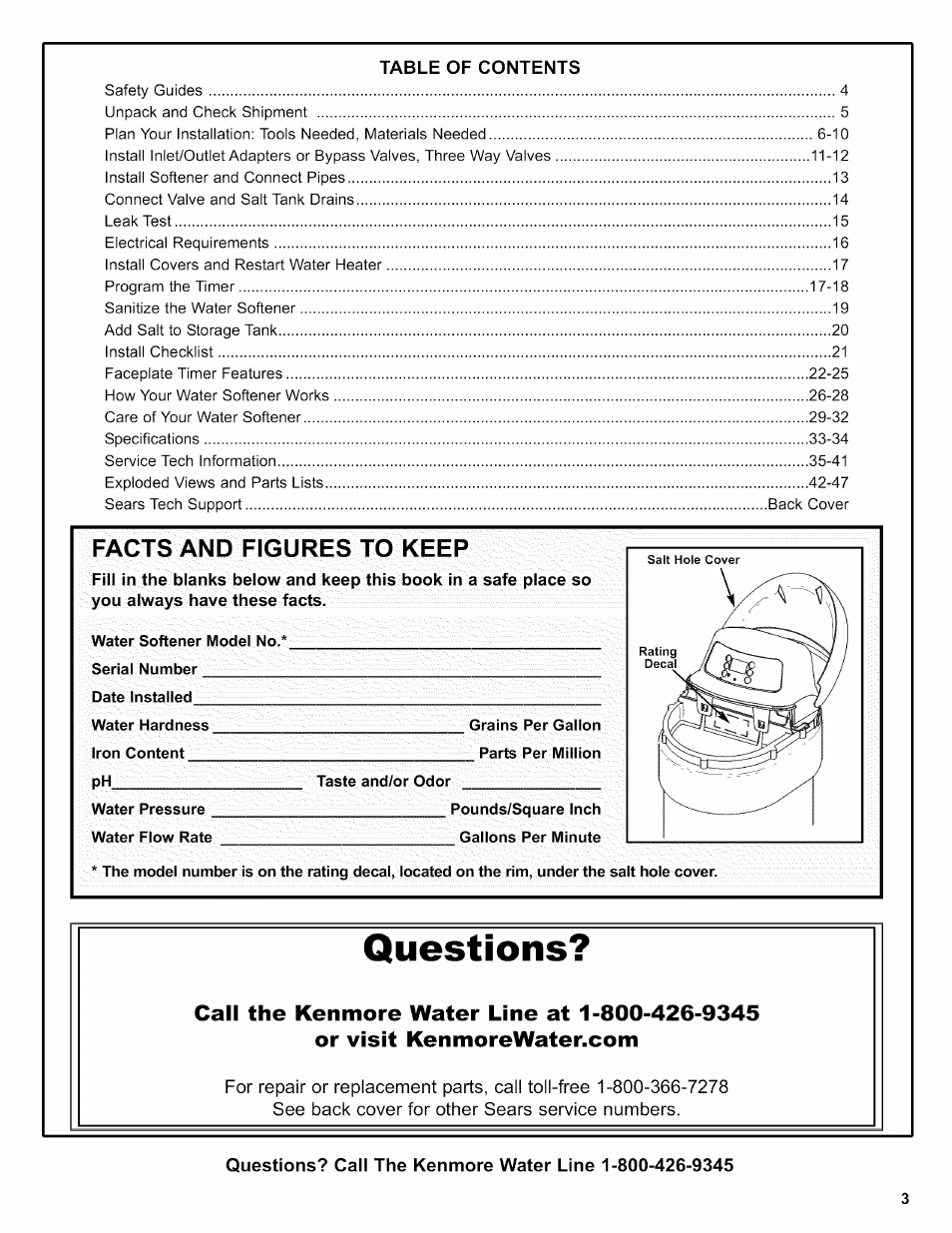 Kenmore 625.38356 User Manual | Page 3 / 48