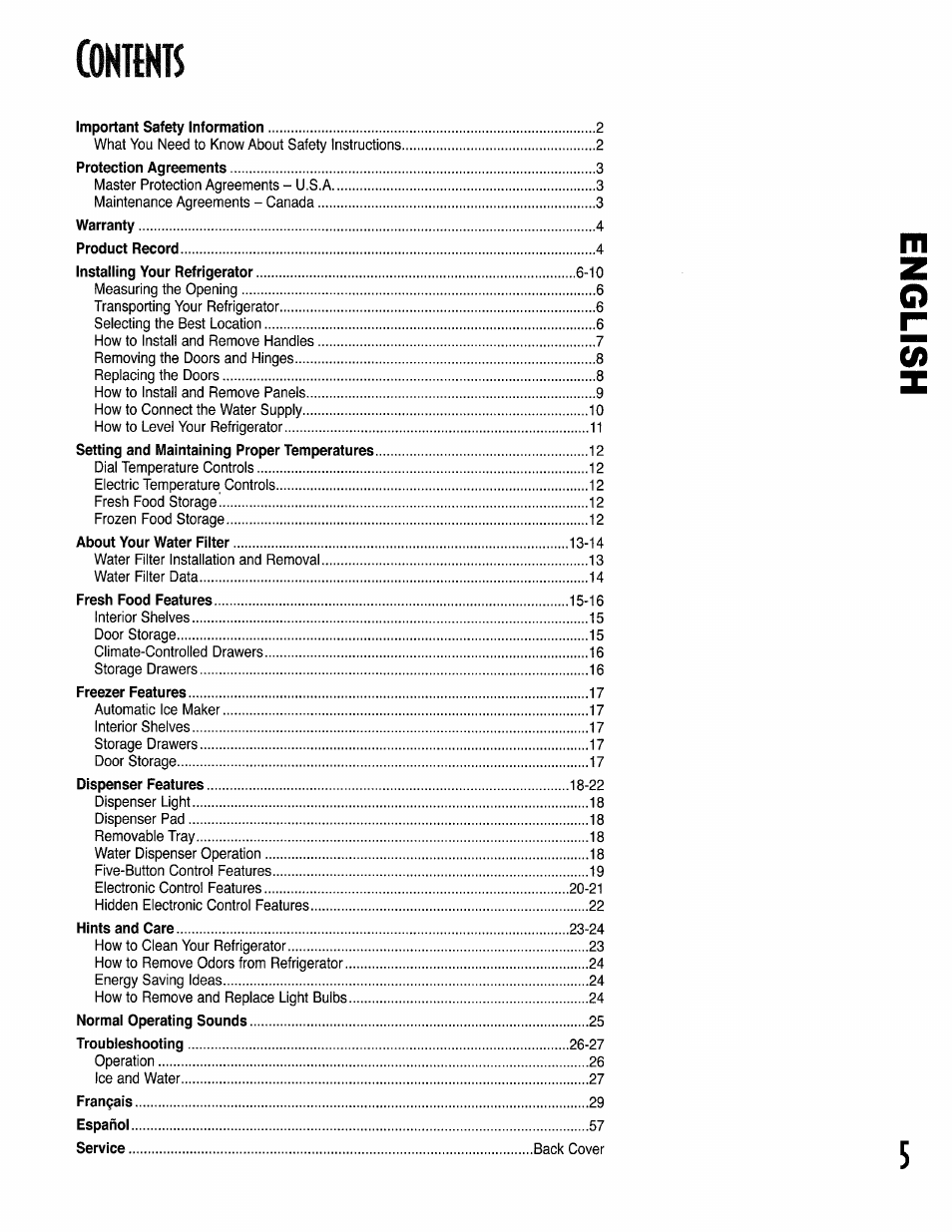Coniemis | Kenmore 596.50002100 User Manual | Page 5 / 88