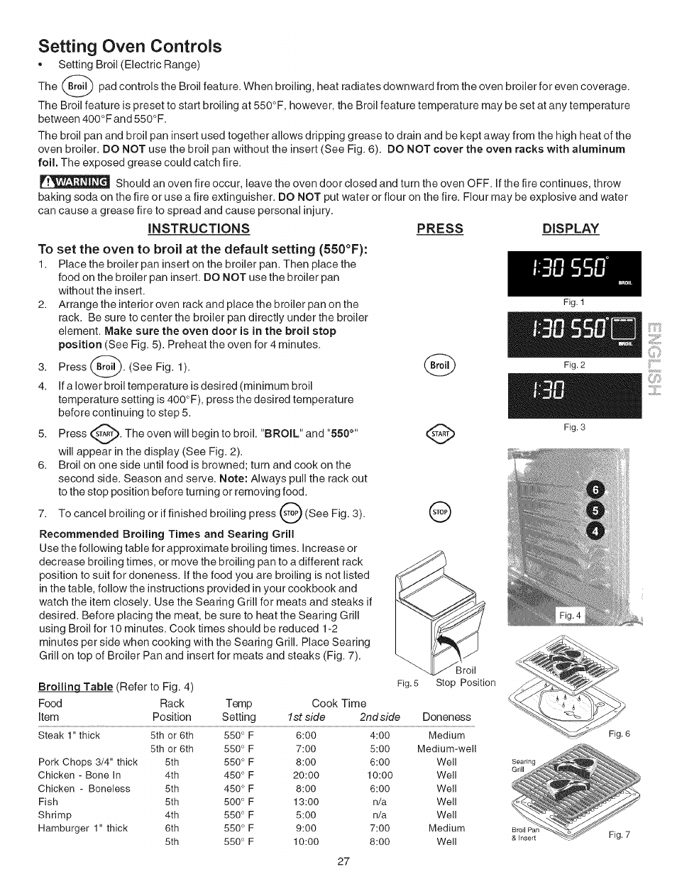 Instructions press display, Setting oven controls, Qn rrn° ■du | Kenmore 790.9659 User Manual | Page 27 / 46