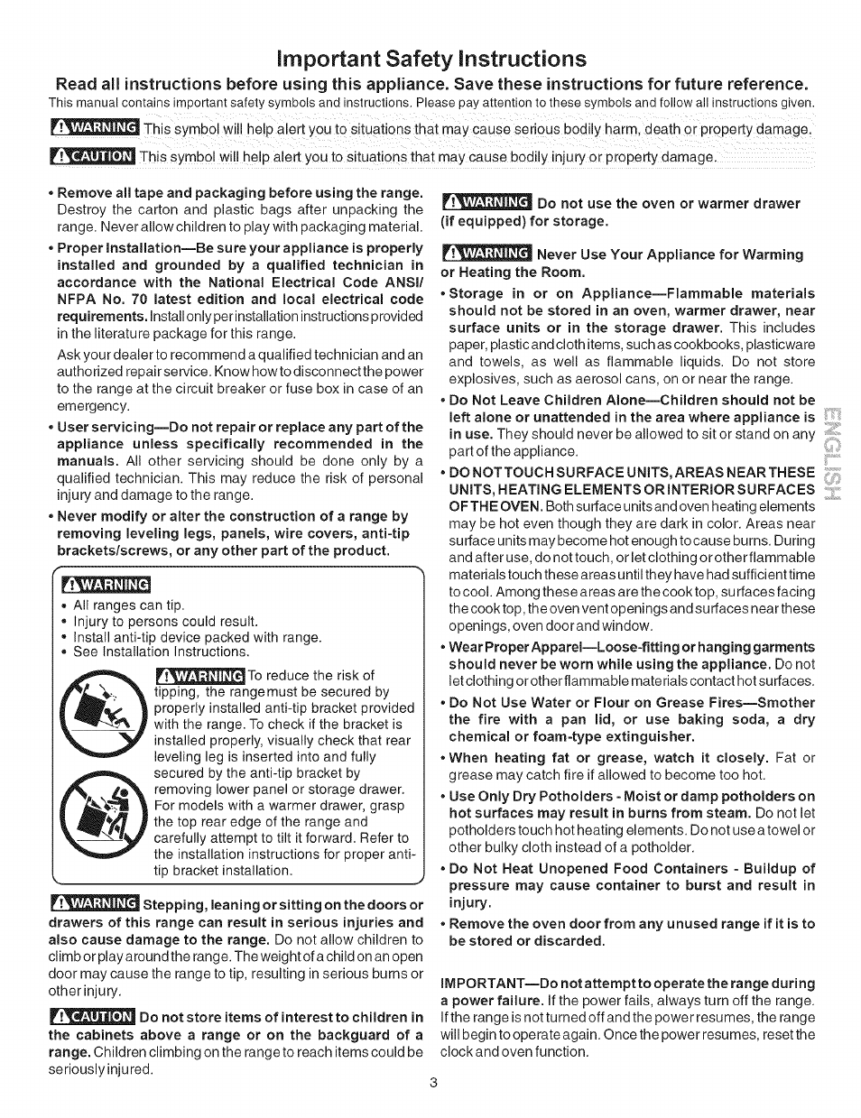 Important safety instructions | Kenmore 790.9659 User Manual | Page 3 / 46