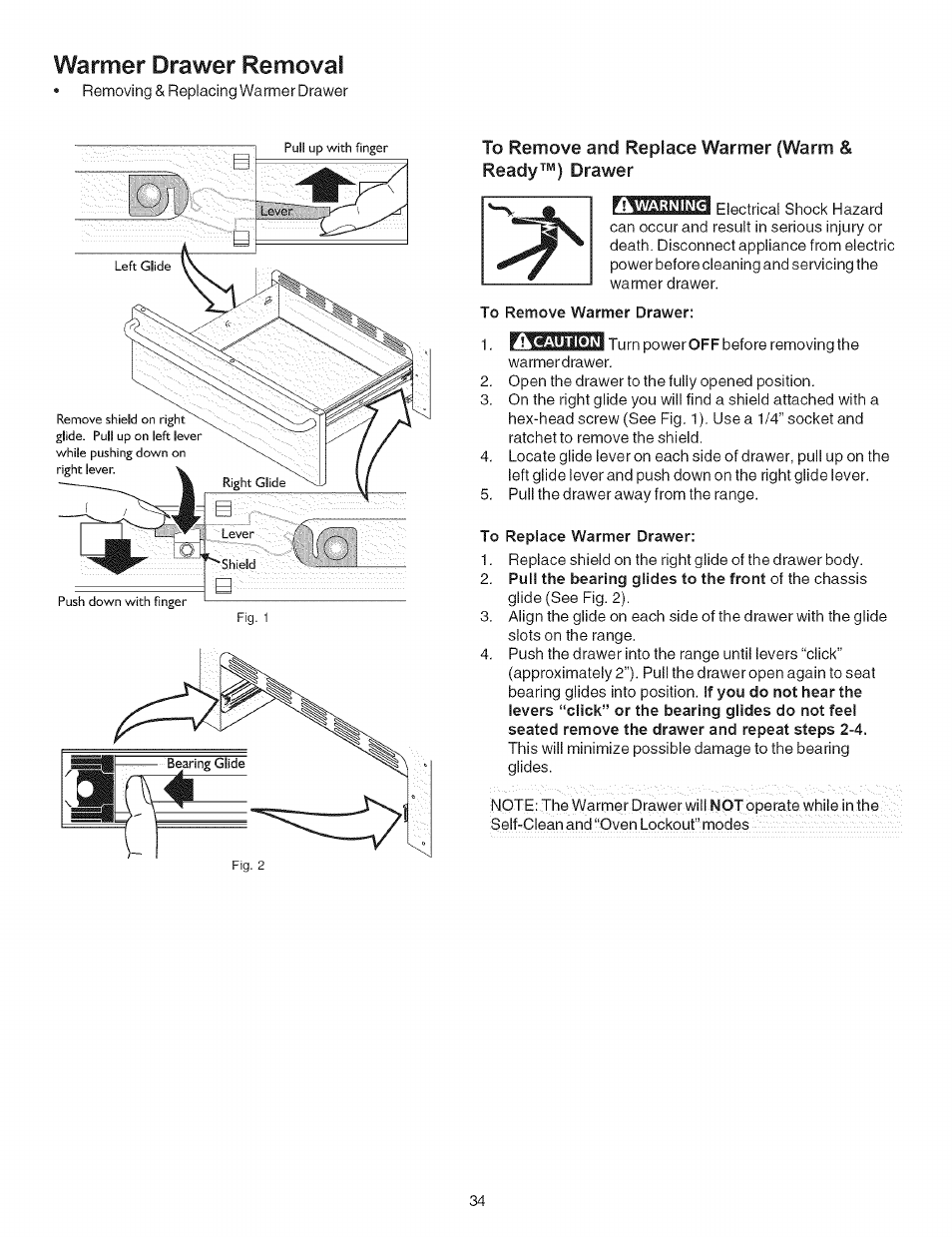 Warmer drawer removal | Kenmore 790.9659 User Manual | Page 34 / 46