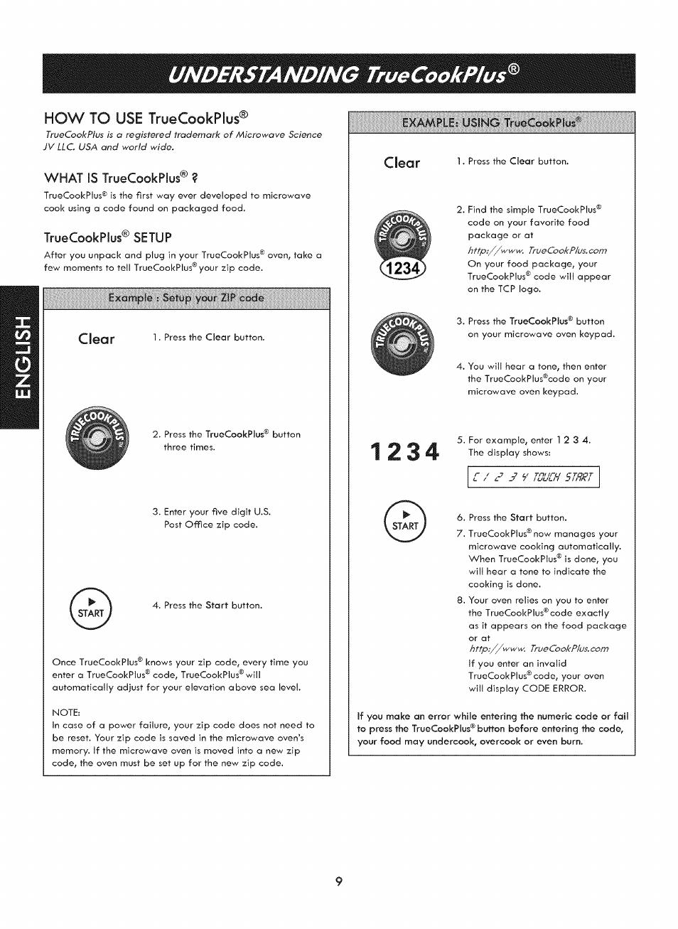 What is truecookplus, Truecookplus® setup, Clear | Understanding truecookplus, How to use truecookplus | Kenmore ELITE 721. 7920 User Manual | Page 9 / 51