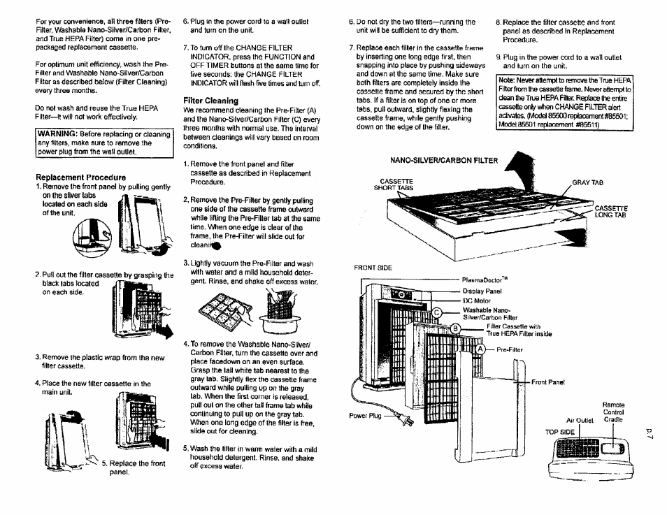 Replacemeitt procedure | Kenmore ENVIROSENSE 85500 User Manual | Page 6 / 13