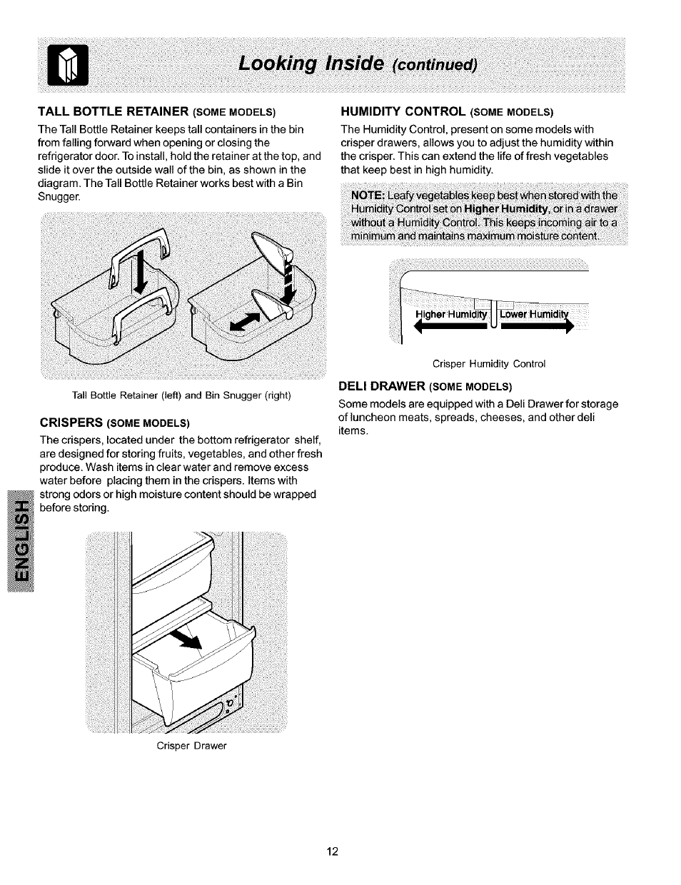 Looking inside (continued), Looking inside, Continued) | Kenmore 25354703404 User Manual | Page 12 / 24