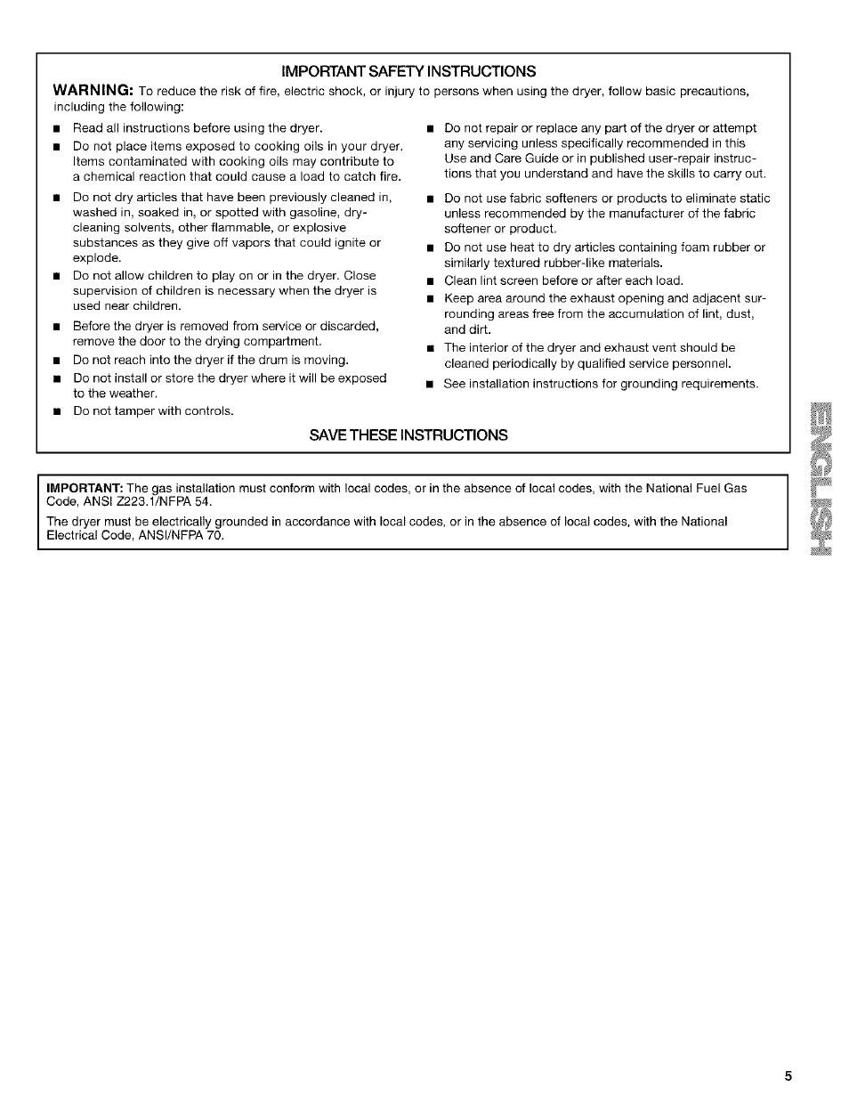 Important safety instructions warning, Save these instructions | Kenmore ELITE HE4 110.9586 User Manual | Page 5 / 48