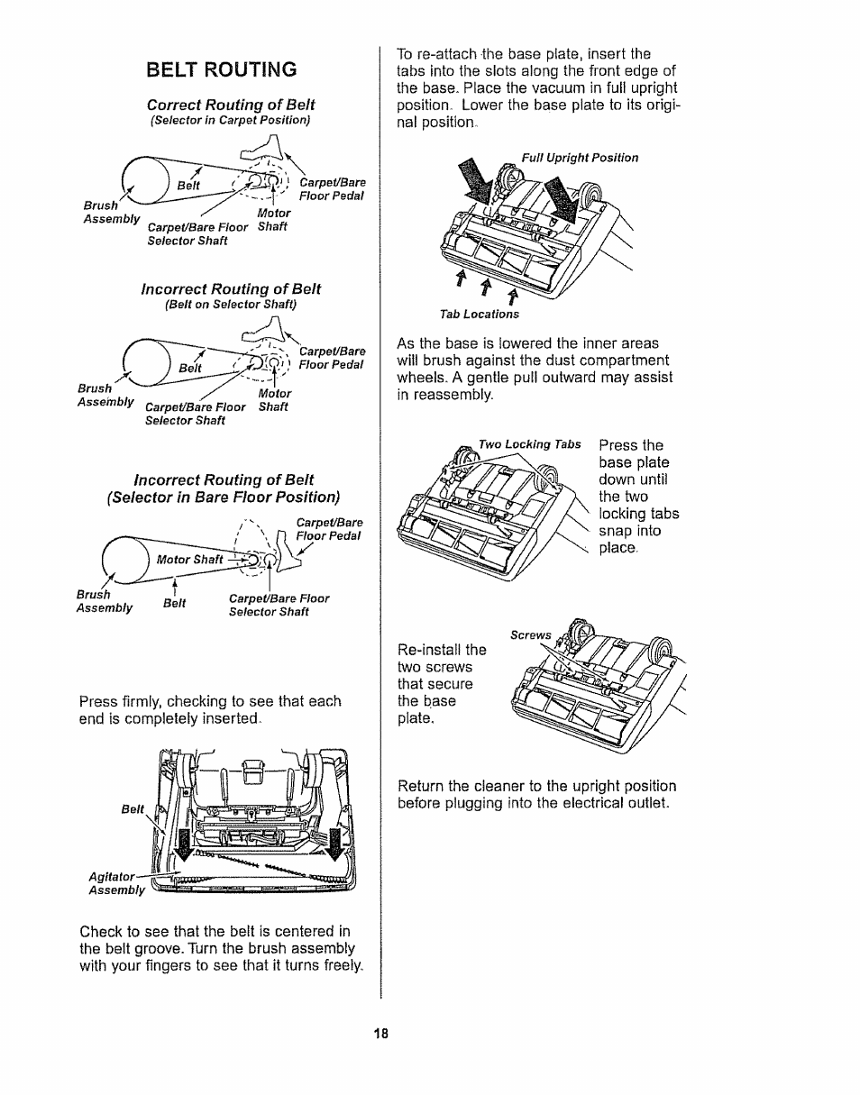 Belt routing | Kenmore 116.32289 User Manual | Page 18 / 44