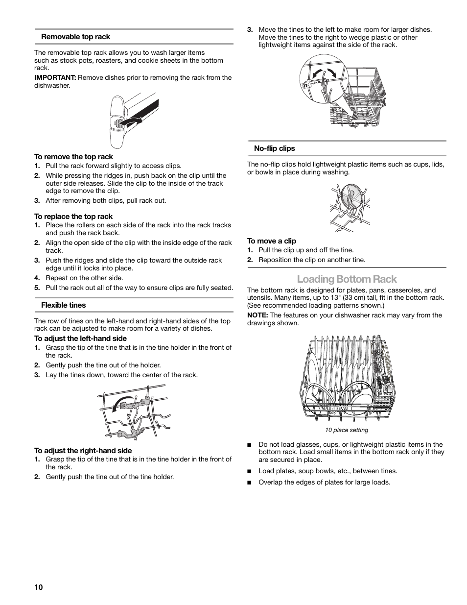 Loading bottom rack | Kenmore 665.1379 User Manual | Page 10 / 22