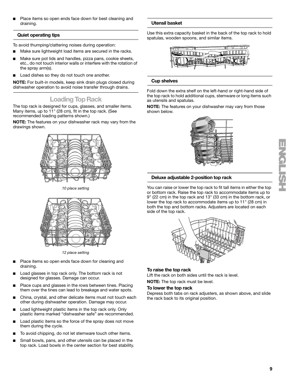 Loading top rack | Kenmore 665.1379 User Manual | Page 9 / 22