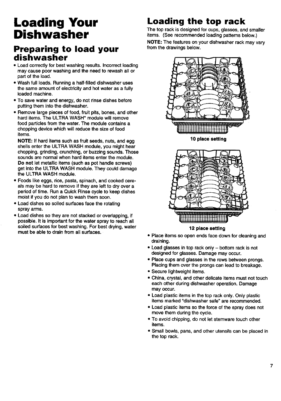 Loading your dishwasher, Preparing to load your dishwasher, Loading the top rack | Storing your dishwasher | Kenmore 15808 User Manual | Page 8 / 26