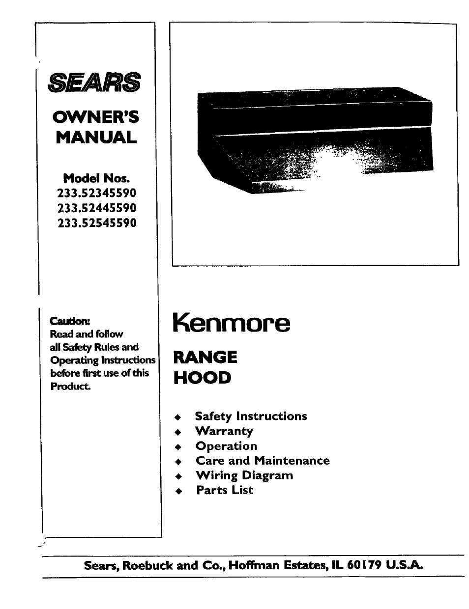 Kenmore 233.52345590 User Manual | 3 pages