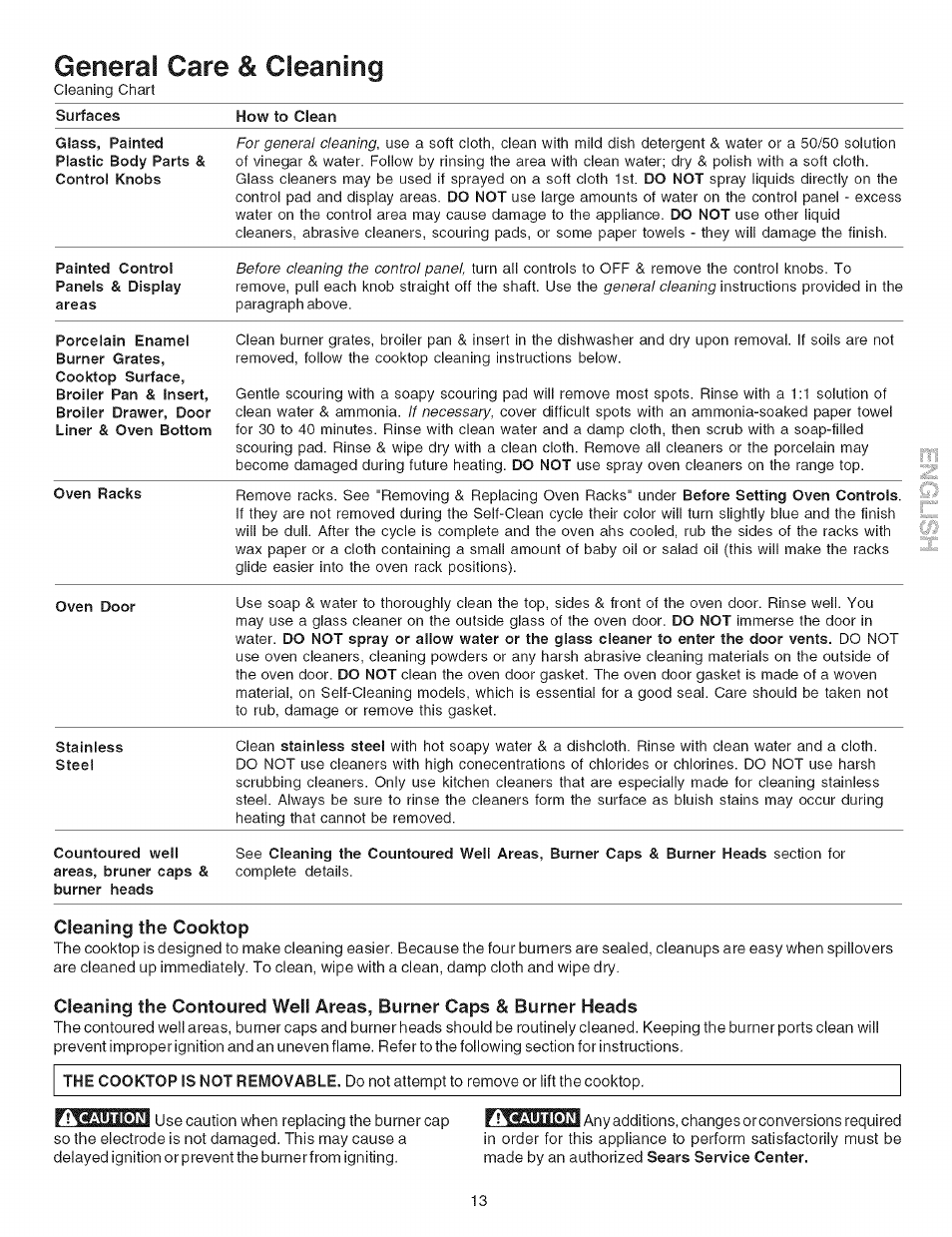 Genera! care & cleaning | Kenmore 7861* User Manual | Page 13 / 17