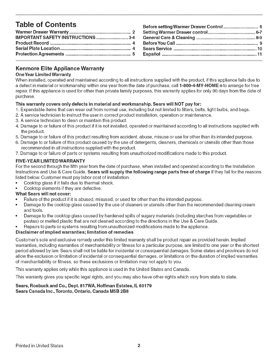 Kenmore 790.492 User Manual | Page 2 / 10