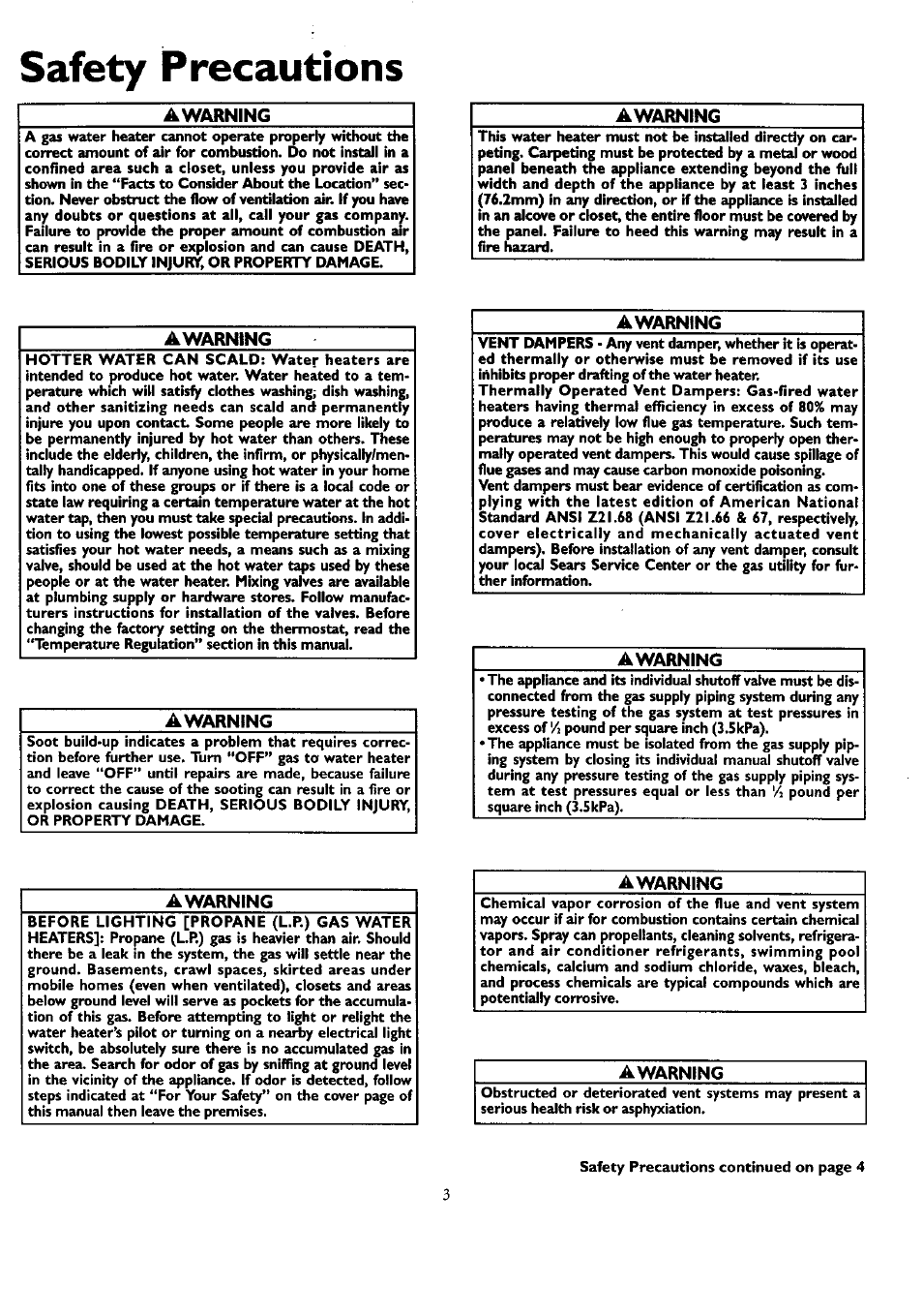 Safety precautions, Awarning | Kenmore POWER MISER 153.330751 User Manual | Page 3 / 28