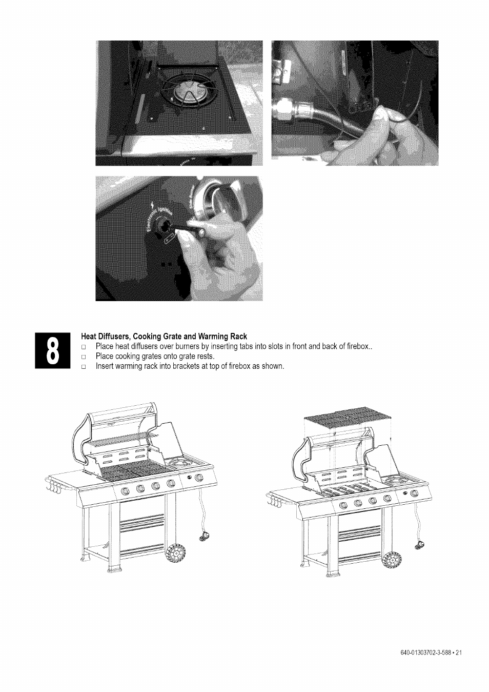 Heat diffusers, cooking grate and warming rack | Kenmore 146.1622201 User Manual | Page 21 / 28