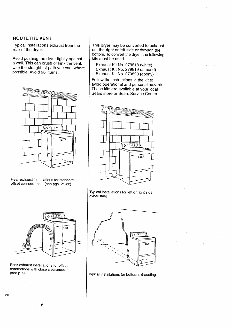 Routethe vent | Kenmore 3405602 User Manual | Page 20 / 42
