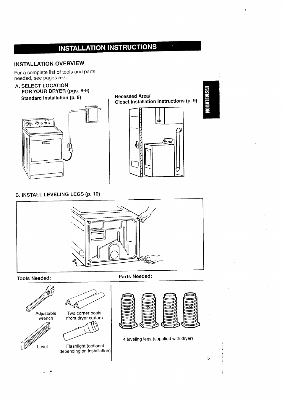 Installation instructions, Installation overview | Kenmore 3405602 User Manual | Page 5 / 42