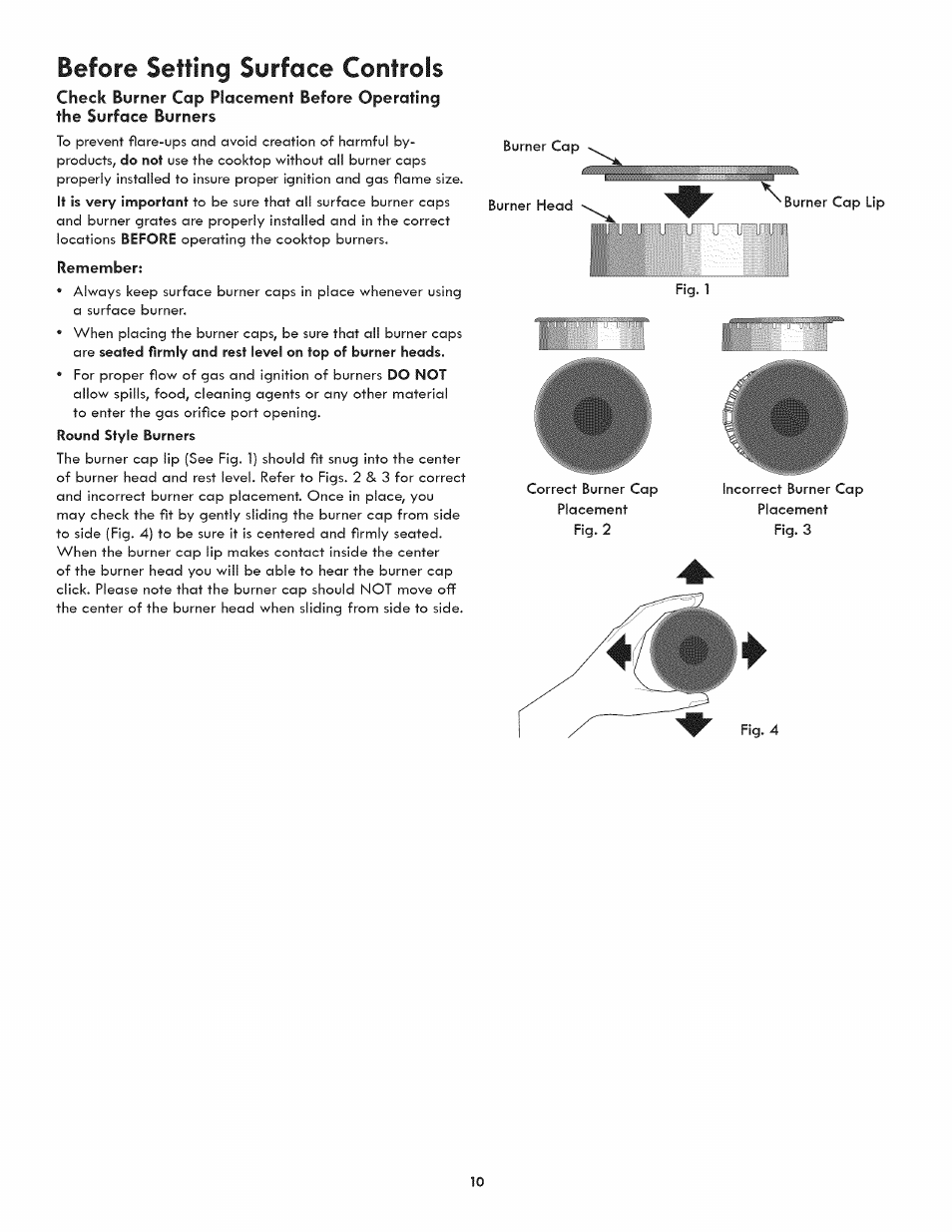 Remember, Before setting surface controls | Kenmore ELITE 790.3105 User Manual | Page 10 / 36