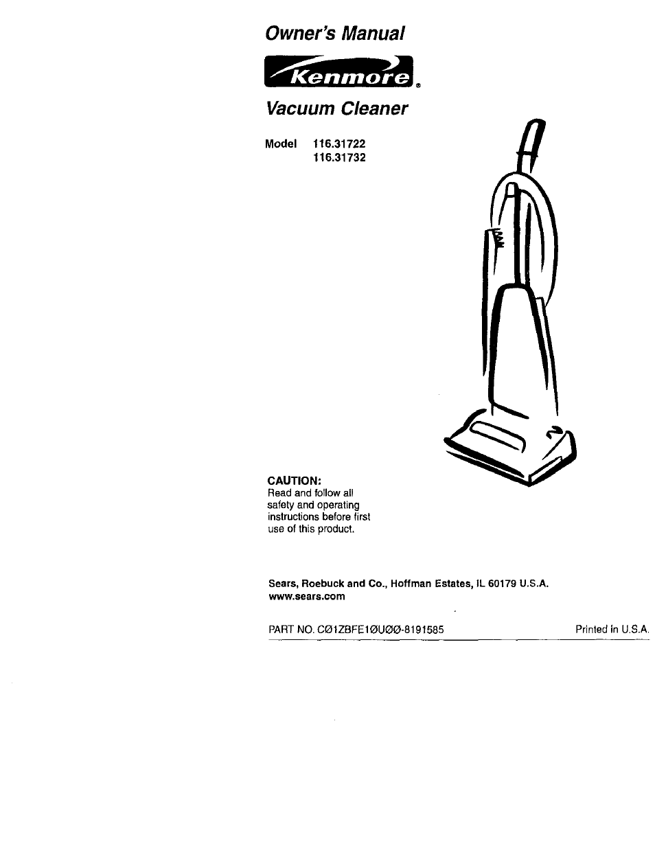 Kenmore 116.31722 User Manual | 24 pages