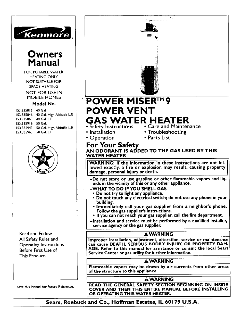 Kenmore 153.335963 User Manual | 44 pages