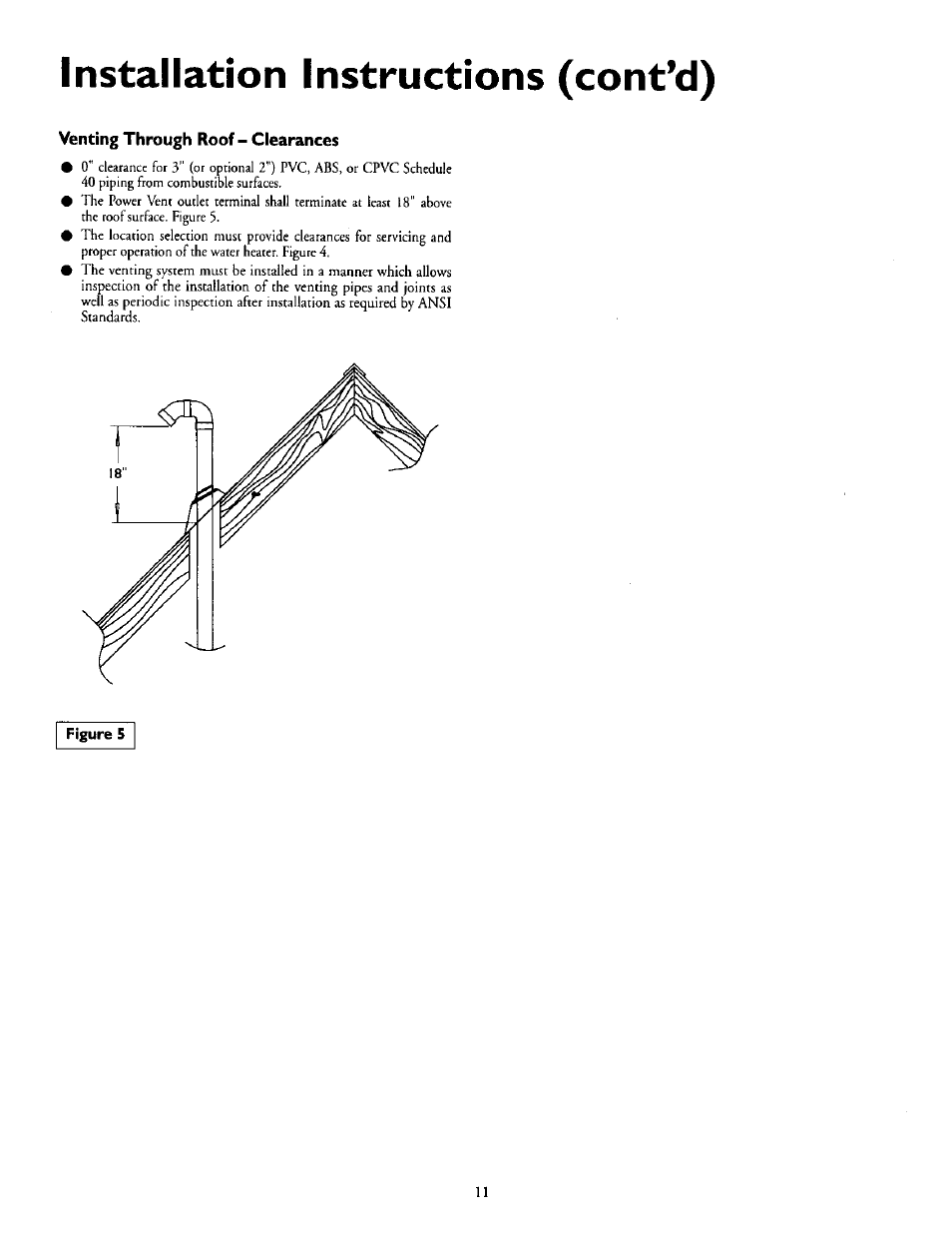 Venting through roof - clearances, Installation instructions (cont'd) | Kenmore 153.335963 User Manual | Page 11 / 44