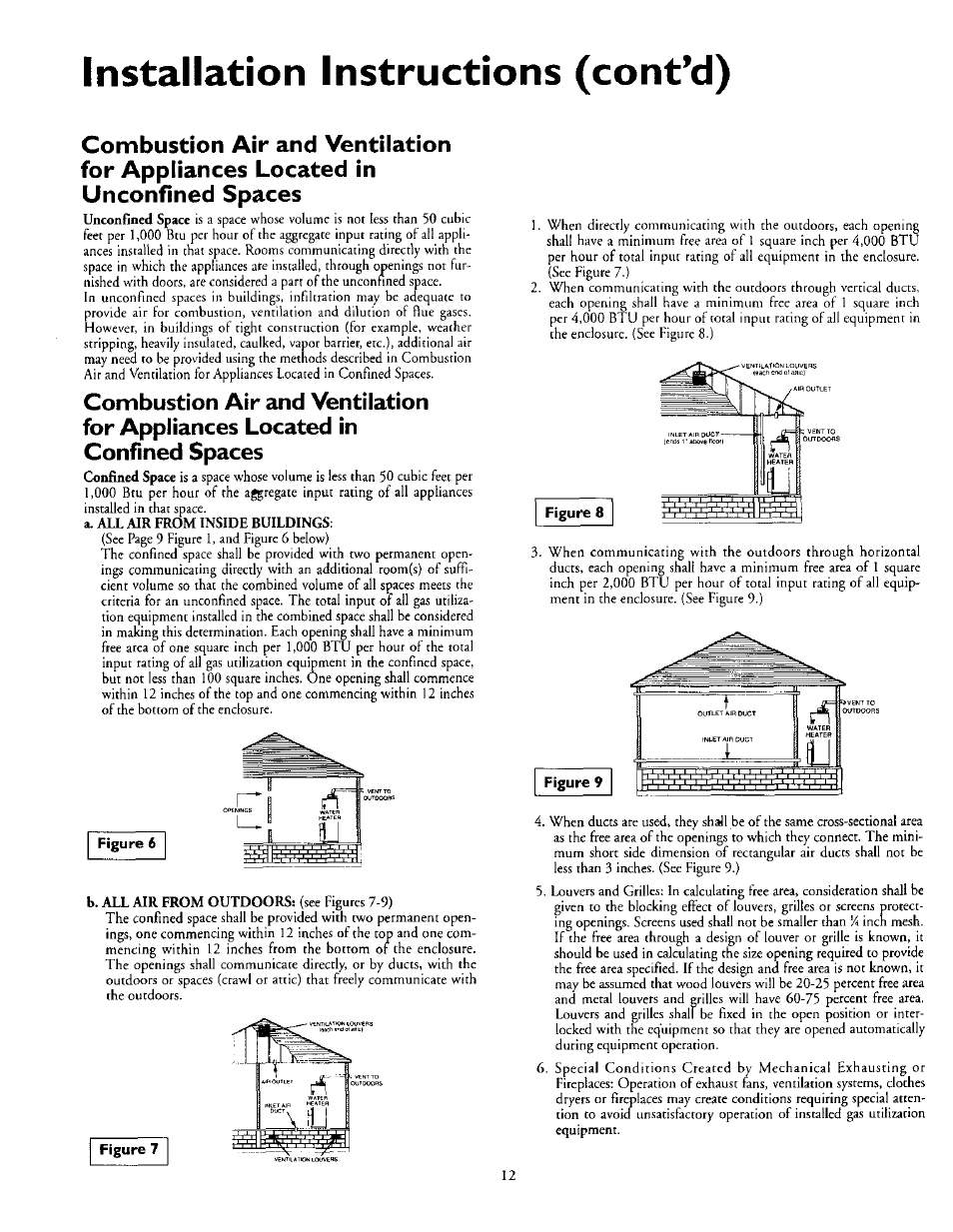 A. all air from inside buildings, Installation instructions (cont’d) | Kenmore 153.335963 User Manual | Page 12 / 44