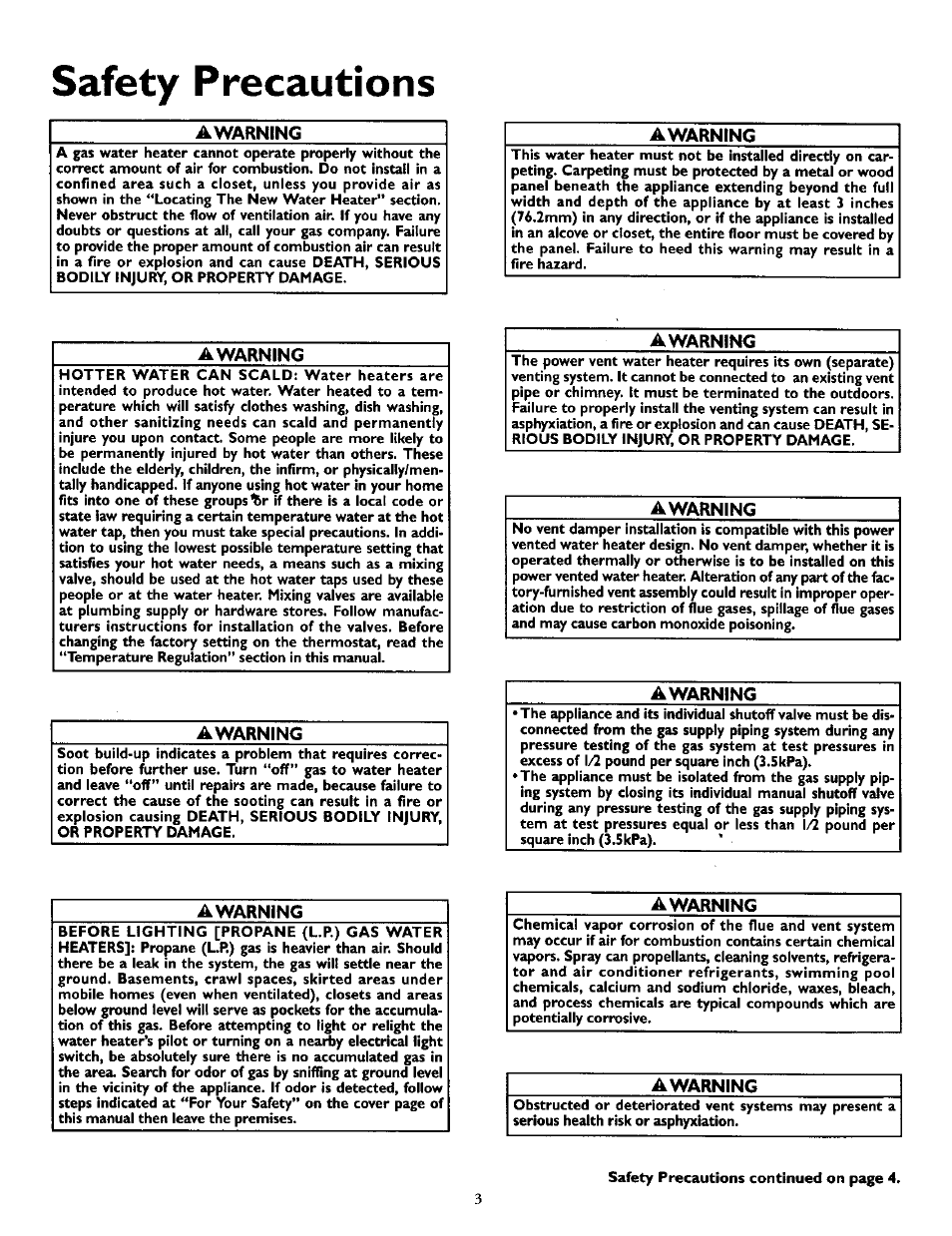 Safety precautions, A warning, Awarning | Kenmore 153.335963 User Manual | Page 3 / 44