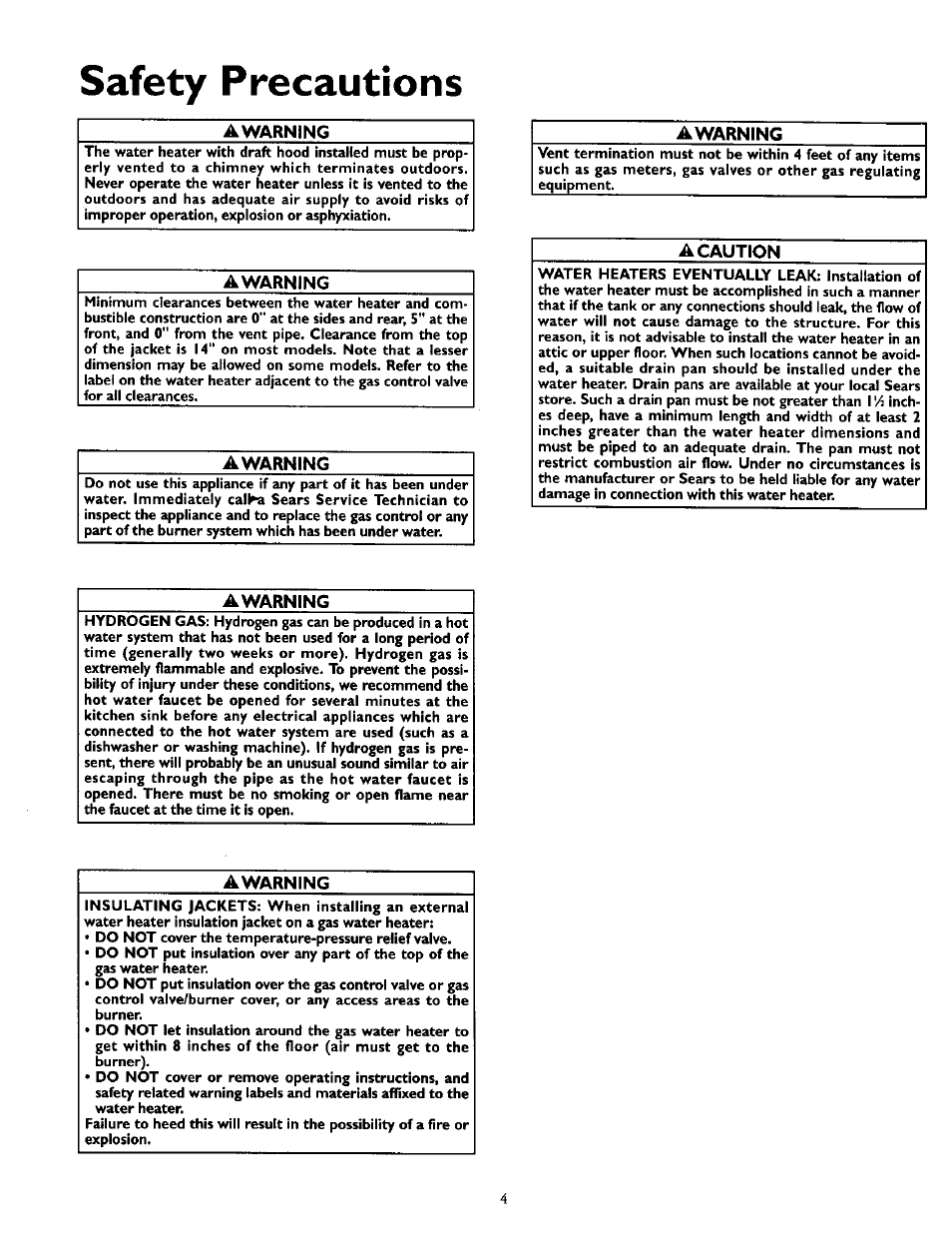 Safety, Awarning, A caution | Kenmore 153.335963 User Manual | Page 4 / 44