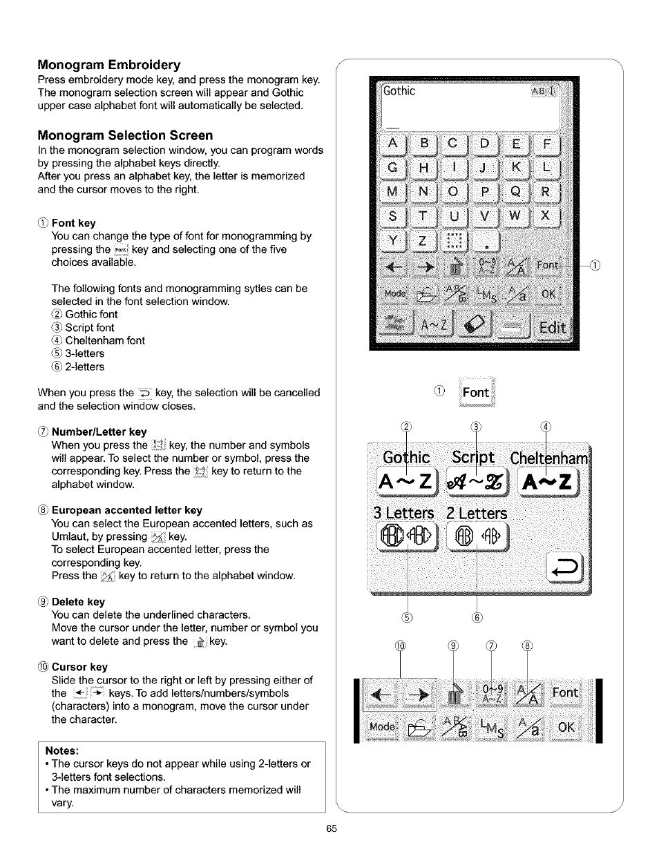 Monogram embroidery, Monogram selection screen | Kenmore 200 User Manual | Page 71 / 90