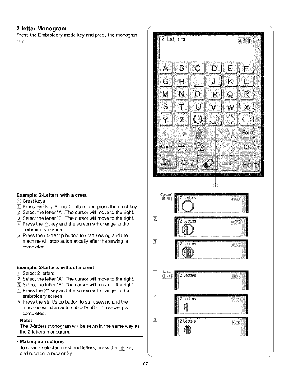 Letter monogram | Kenmore 200 User Manual | Page 73 / 90