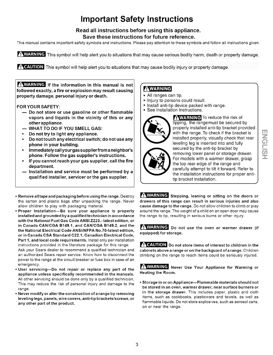 Read all instructions before using this appliance, Save these instructions for future reference, Important safety instructions | Kenmore 790.7863 User Manual | Page 3 / 20