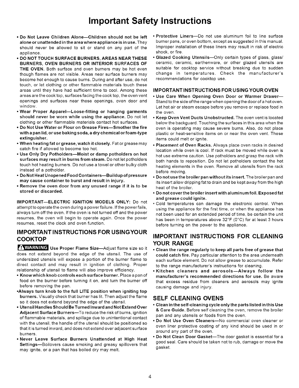 Important safety instructions | Kenmore 790.7863 User Manual | Page 4 / 20