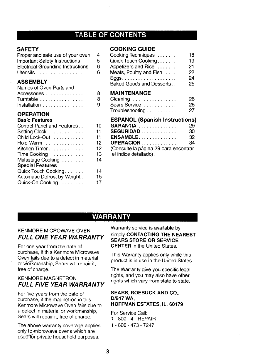 Kenmore 565.68301 User Manual | Page 3 / 30