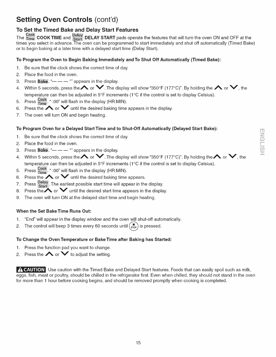 Setting oven controls (cont’d) | Kenmore 790.3693 User Manual | Page 15 / 28