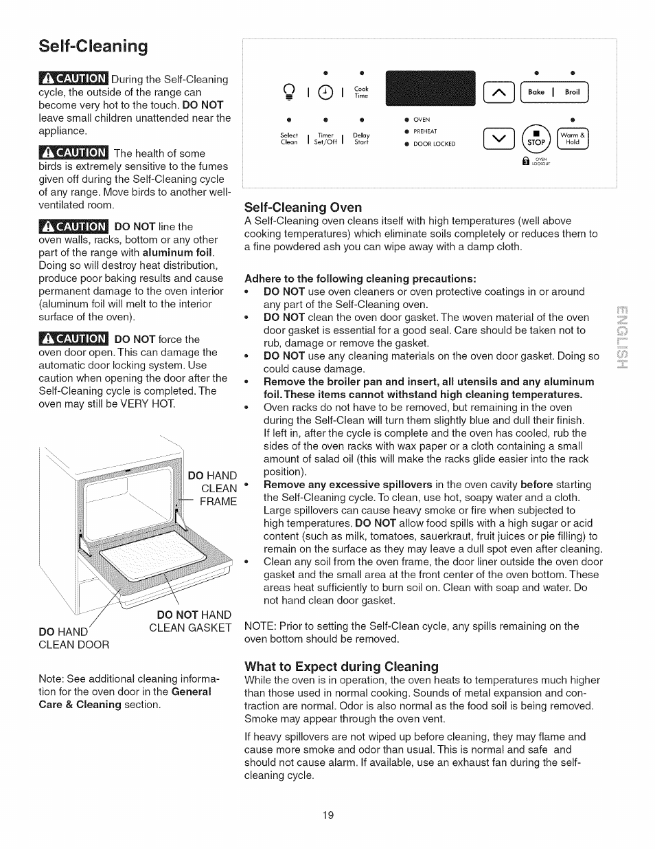 Seif-cleaning, A caution, Self-cleaning oven | What to expect during cleaning, Self-cleaning -20, 0i © i | Kenmore 790.3693 User Manual | Page 19 / 28