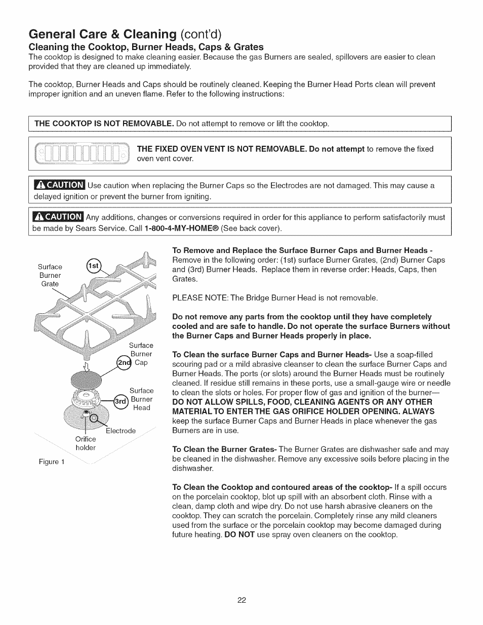 General care & cleaning (cont’d), Â caution, Ik caution | Kenmore 790.3693 User Manual | Page 22 / 28