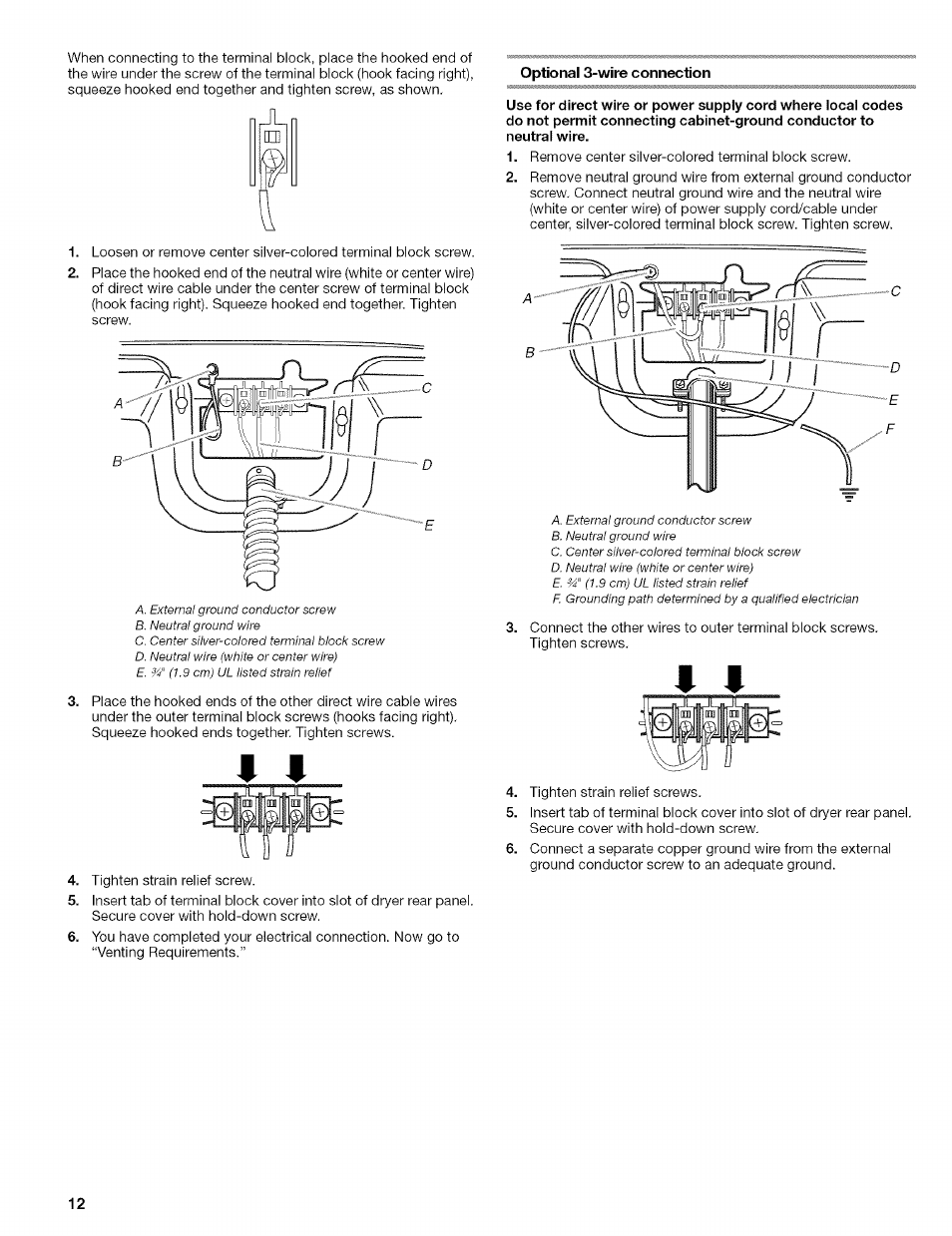 Optional 3-wire connection | Kenmore ELITE OASIS 110.6707 User Manual | Page 12 / 56