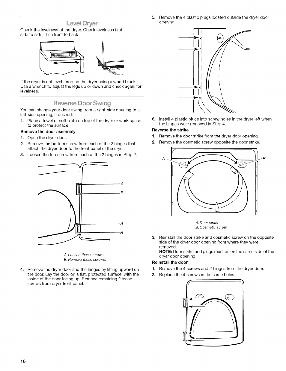 Re¥erse door swing, Reverse door swing | Kenmore ELITE OASIS 110.6707 User Manual | Page 16 / 56