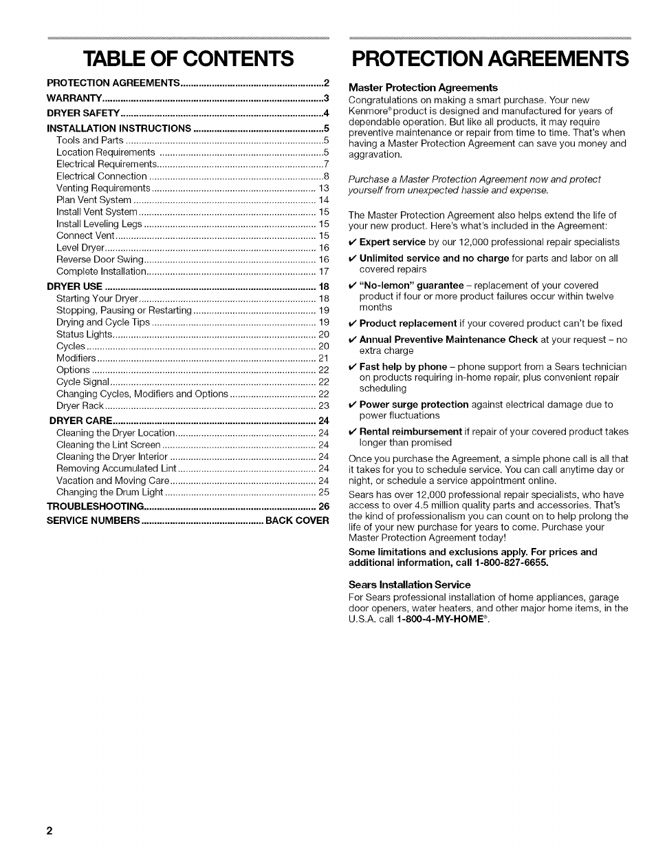 Kenmore ELITE OASIS 110.6707 User Manual | Page 2 / 56